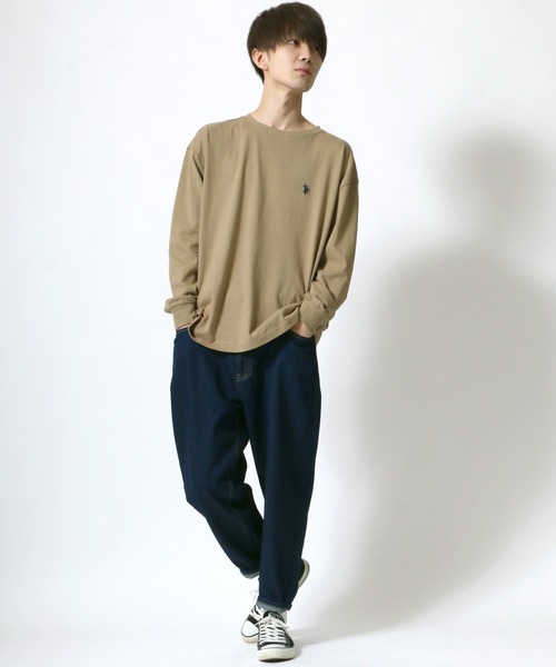 U.S. POLO ASSN.（ユーエスポロアッスン）の「【U.S. POLO ASSN.】 ビッグシルエット ワンポイント刺繍 クルーネック 長袖Ｔシャツ/無地Ｔ（Tシャツ/カットソー・メンズ・ホワイト/ブラック/ベージュ/ネイビー/ダークグリーン/ブルー・LL/M/L）」の15枚目の写真