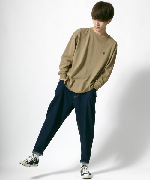 U.S. POLO ASSN.（ユーエスポロアッスン）の「【U.S. POLO ASSN.】 ビッグシルエット ワンポイント刺繍 クルーネック 長袖Ｔシャツ/無地Ｔ（Tシャツ/カットソー・メンズ・ホワイト/ブラック/ベージュ/ネイビー/ダークグリーン/ブルー・LL/M/L）」の16枚目の写真