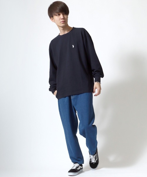 U.S. POLO ASSN.（ユーエスポロアッスン）の「【U.S. POLO ASSN.】 ビッグシルエット ワンポイント刺繍 クルーネック 長袖Ｔシャツ/無地Ｔ（Tシャツ/カットソー・メンズ・ホワイト/ブラック/ベージュ/ネイビー/ダークグリーン/ブルー・LL/M/L）」の17枚目の写真