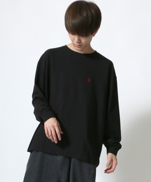 U.S. POLO ASSN.（ユーエスポロアッスン）の「【U.S. POLO ASSN.】 ビッグシルエット ワンポイント刺繍 クルーネック 長袖Ｔシャツ/無地Ｔ（Tシャツ/カットソー・メンズ・ホワイト/ブラック/ベージュ/ネイビー/ダークグリーン/ブルー・LL/M/L）」の20枚目の写真