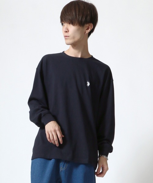 U.S. POLO ASSN.（ユーエスポロアッスン）の「【U.S. POLO ASSN.】 ビッグシルエット ワンポイント刺繍 クルーネック 長袖Ｔシャツ/無地Ｔ（Tシャツ/カットソー・メンズ・ホワイト/ブラック/ベージュ/ネイビー/ダークグリーン/ブルー・LL/M/L）」の18枚目の写真