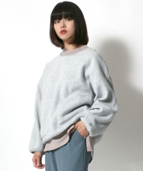 DISCUS ATHLETIC（ディスカス　アスレチック）の「DISCUS ATHLETIC（ディスカスアスレチック）フリース プルオーバー トップス レディース/トレーナー 無地（スウェット・レディース・オレンジ/パープル/ベージュ/グレー/ブラック/アイボリー/グリーン/ブラウン/モスグリーン/ブルー/レモンイエロー/コーラル/チャコールグレー/オレンジ系その他/ロイヤルブルー/ホワイト系その他/イエロー/ミント・L/M）」の5枚目の写真