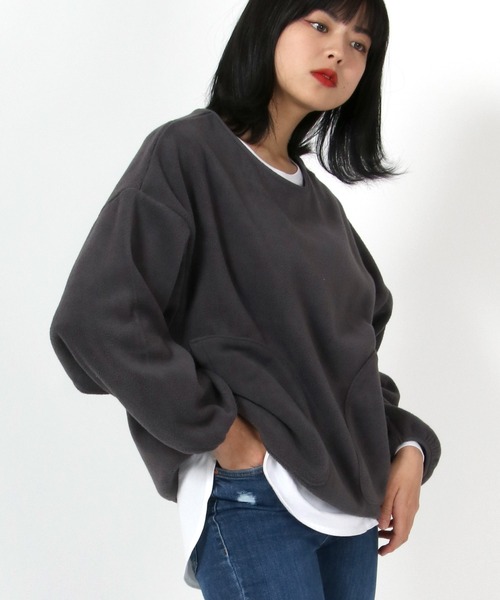 DISCUS ATHLETIC（ディスカス　アスレチック）の「DISCUS ATHLETIC（ディスカスアスレチック）フリース プルオーバー トップス レディース/トレーナー 無地（スウェット・レディース・オレンジ/パープル/ベージュ/グレー/ブラック/アイボリー/グリーン/ブラウン/モスグリーン/ブルー/レモンイエロー/コーラル/チャコールグレー/オレンジ系その他/ロイヤルブルー/ホワイト系その他/イエロー/ミント・L/M）」の4枚目の写真