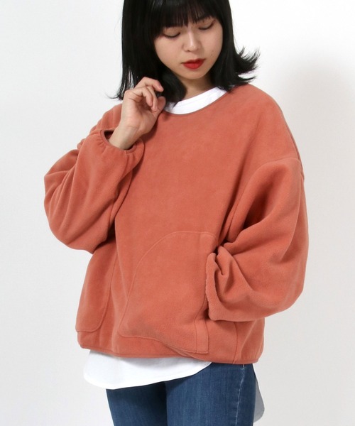 DISCUS ATHLETIC（ディスカス　アスレチック）の「DISCUS ATHLETIC（ディスカスアスレチック）フリース プルオーバー トップス レディース/トレーナー 無地（スウェット・レディース・オレンジ/パープル/ベージュ/グレー/ブラック/アイボリー/グリーン/ブラウン/モスグリーン/ブルー/レモンイエロー/コーラル/チャコールグレー/オレンジ系その他/ロイヤルブルー/ホワイト系その他/イエロー/ミント・L/M）」の18枚目の写真