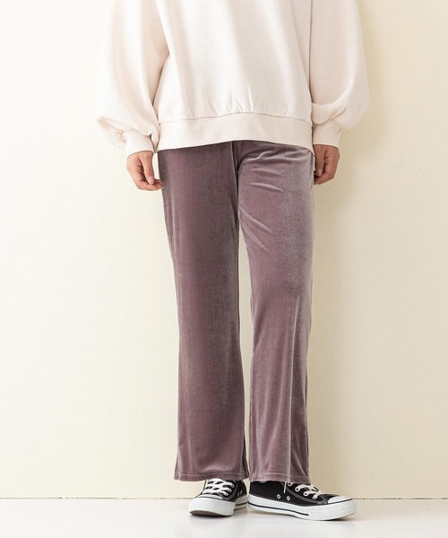 INNOCENT BLUE（イノセントブルー）の「【innocent blue/イノセントブルー】ベロアコールフレアパンツ　リラックスパンツ　ウエストゴム仕様　フレアと光沢感のある素材（その他パンツ・レディース・ブラック/パープル/ブラウン/カーキ/ブルー/ライトベージュ・MEDIUM）」の12枚目の写真