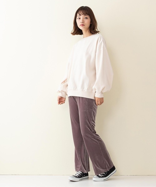 INNOCENT BLUE（イノセントブルー）の「【innocent blue/イノセントブルー】ベロアコールフレアパンツ　リラックスパンツ　ウエストゴム仕様　フレアと光沢感のある素材（その他パンツ・レディース・ブラック/パープル/ブラウン/カーキ/ブルー/ライトベージュ・MEDIUM）」の20枚目の写真
