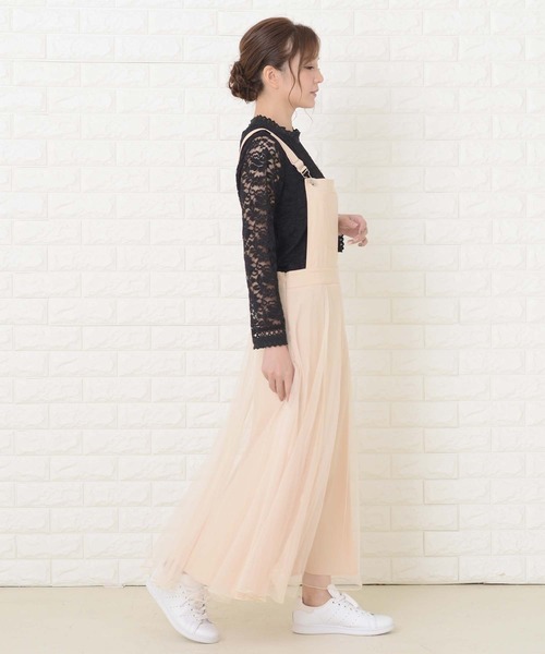 Lace Ladies(レースレディース)の「ふんわりチュール サロペットワンピース・オールインワン(ジャンパースカート・レディース・グリーン/ブラック/ベージュ/ネイビー・FREE)」の7枚目の写真