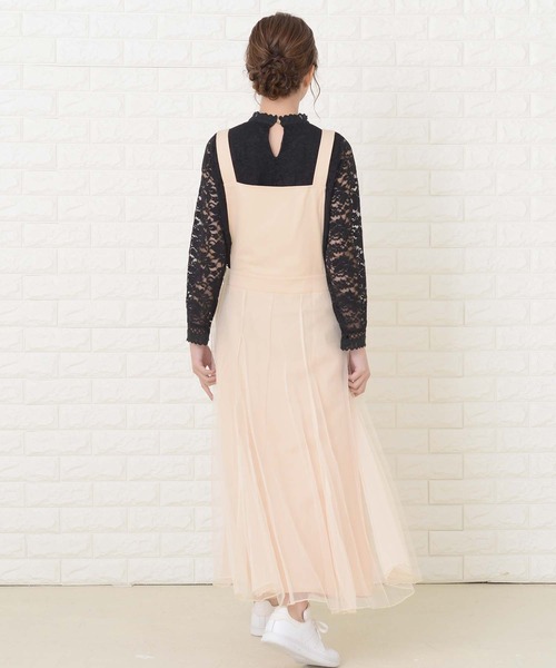 Lace Ladies(レースレディース)の「ふんわりチュール サロペットワンピース・オールインワン(ジャンパースカート・レディース・グリーン/ブラック/ベージュ/ネイビー・FREE)」の8枚目の写真