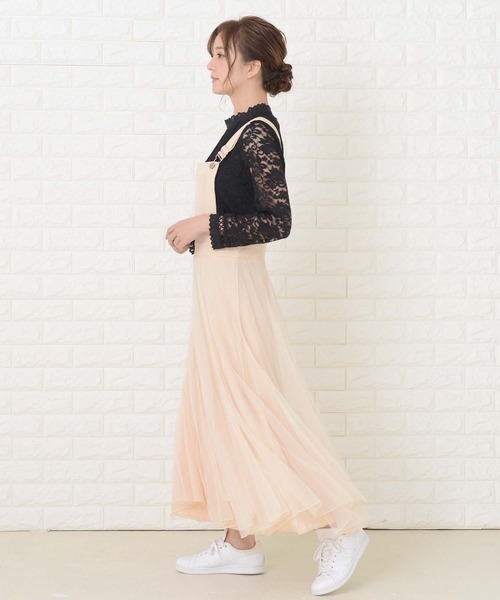 Lace Ladies(レースレディース)の「ふんわりチュール サロペットワンピース・オールインワン(ジャンパースカート・レディース・グリーン/ブラック/ベージュ/ネイビー・FREE)」の9枚目の写真