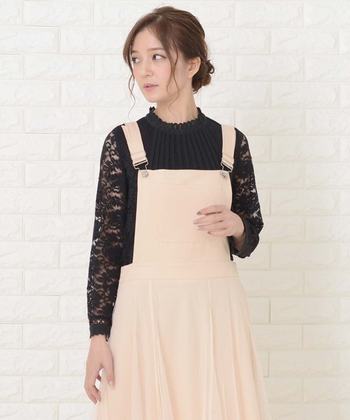 Lace Ladies(レースレディース)の「ふんわりチュール サロペットワンピース・オールインワン(ジャンパースカート・レディース・グリーン/ブラック/ベージュ/ネイビー・FREE)」の11枚目の写真