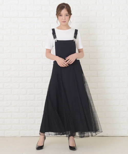 Lace Ladies(レースレディース)の「ふんわりチュール サロペットワンピース・オールインワン(ジャンパースカート・レディース・グリーン/ブラック/ベージュ/ネイビー・FREE)」の13枚目の写真
