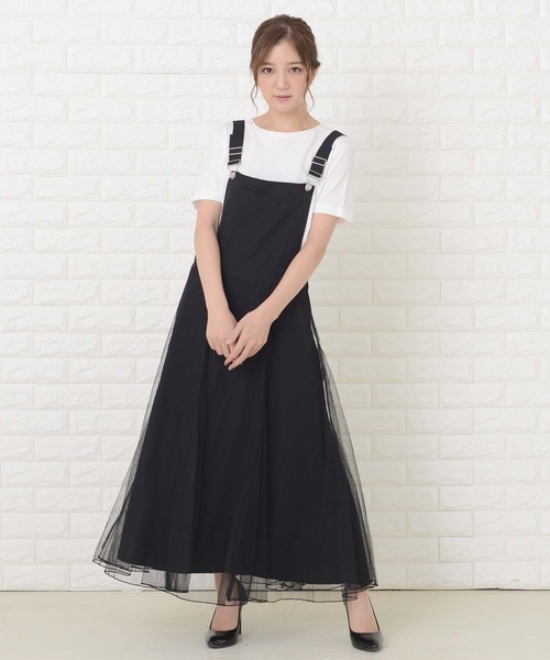Lace Ladies(レースレディース)の「ふんわりチュール サロペットワンピース・オールインワン(ジャンパースカート・レディース・グリーン/ブラック/ベージュ/ネイビー・FREE)」の17枚目の写真