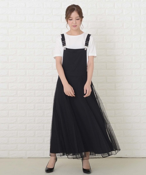 Lace Ladies(レースレディース)の「ふんわりチュール サロペットワンピース・オールインワン(ジャンパースカート・レディース・グリーン/ブラック/ベージュ/ネイビー・FREE)」の19枚目の写真