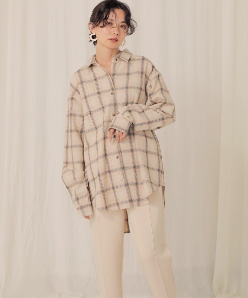 Bab(バブ)の「【WEB限定】ビッグシルエット起毛チェックシャツ(シャツ/ブラウス・レディース・レッド/ブルー/アイボリー・FREE)」の5枚目の写真