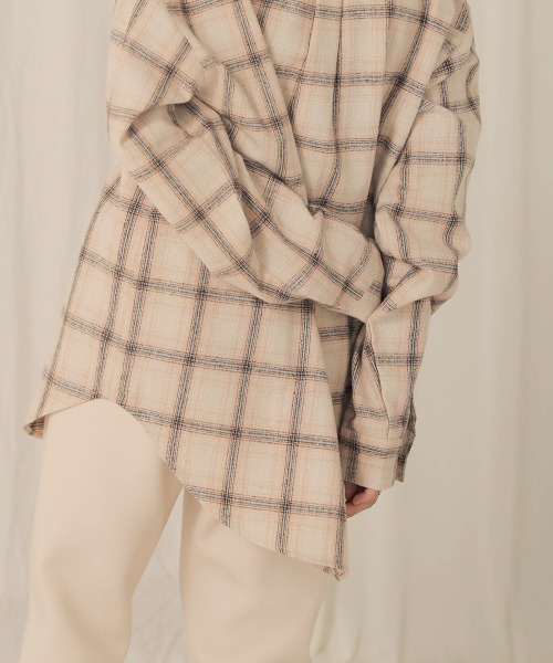 Bab(バブ)の「【WEB限定】ビッグシルエット起毛チェックシャツ(シャツ/ブラウス・レディース・レッド/ブルー/アイボリー・FREE)」の8枚目の写真
