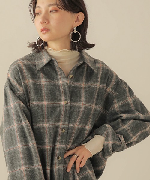 Bab(バブ)の「【WEB限定】ビッグシルエット起毛チェックシャツ(シャツ/ブラウス・レディース・レッド/ブルー/アイボリー・FREE)」の20枚目の写真