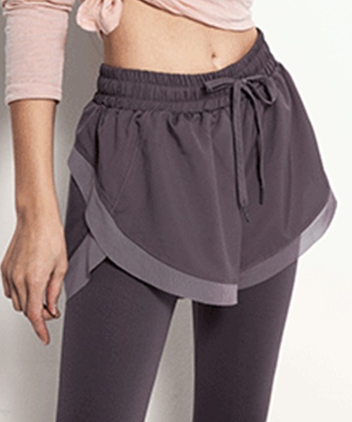 大きいサイズ有】ヨガウェア ショートパンツ一体型 フィットネス