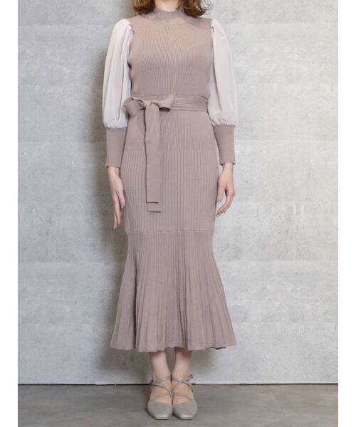 dazzlin(ダズリン)の「シフォンスリーブマーメイドワンピース(ワンピース・レディース・ベージュ/オフホワイト/モカ・FREE)」の16枚目の写真