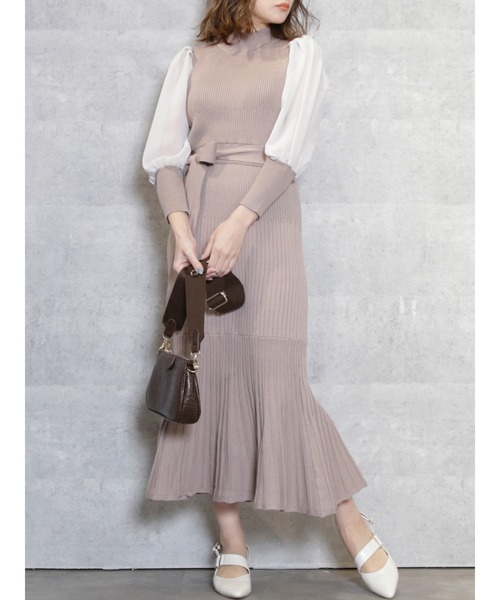 dazzlin(ダズリン)の「シフォンスリーブマーメイドワンピース(ワンピース・レディース・ベージュ/オフホワイト/モカ・FREE)」の19枚目の写真