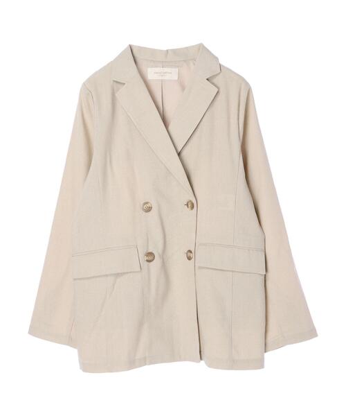 Green　Parks（グリーンパークス）の「ダブルボタンジャケット＊（テーラードジャケット・レディース・ネイビー/ライトカーキ/ライトベージュ・FREE）」の4枚目の写真