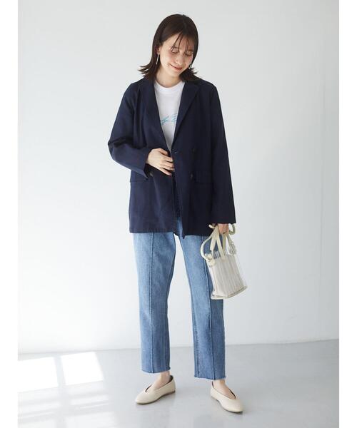 Green　Parks（グリーンパークス）の「ダブルボタンジャケット＊（テーラードジャケット・レディース・ネイビー/ライトカーキ/ライトベージュ・FREE）」の11枚目の写真