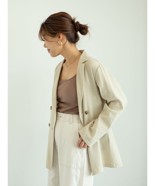 Green　Parks（グリーンパークス）の「ダブルボタンジャケット＊（テーラードジャケット・レディース・ネイビー/ライトカーキ/ライトベージュ・FREE）」の7枚目の写真