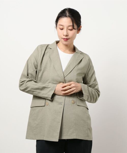 Green　Parks（グリーンパークス）の「ダブルボタンジャケット＊（テーラードジャケット・レディース・ネイビー/ライトカーキ/ライトベージュ・FREE）」の18枚目の写真