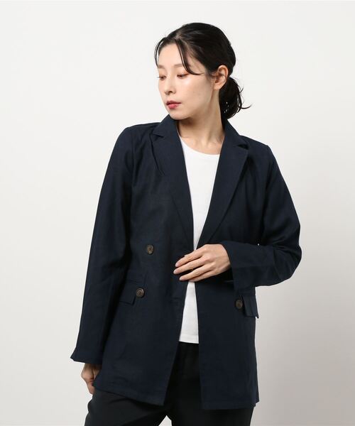 Green　Parks（グリーンパークス）の「ダブルボタンジャケット＊（テーラードジャケット・レディース・ネイビー/ライトカーキ/ライトベージュ・FREE）」の19枚目の写真
