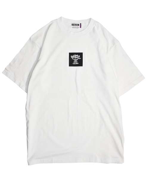DOUBLE STEAL（ダブルスティール）の「Tagging Square Logo Tシャツ（Tシャツ/カットソー・メンズ・グレー/インディゴブルー/グリーン/ホワイト×ブラック/ブラック×ホワイト/ホワイト×パープル/ブラック×パープル・MEDIUM/LARGE/X-LARGE/XX-LARGE）」の2枚目の写真