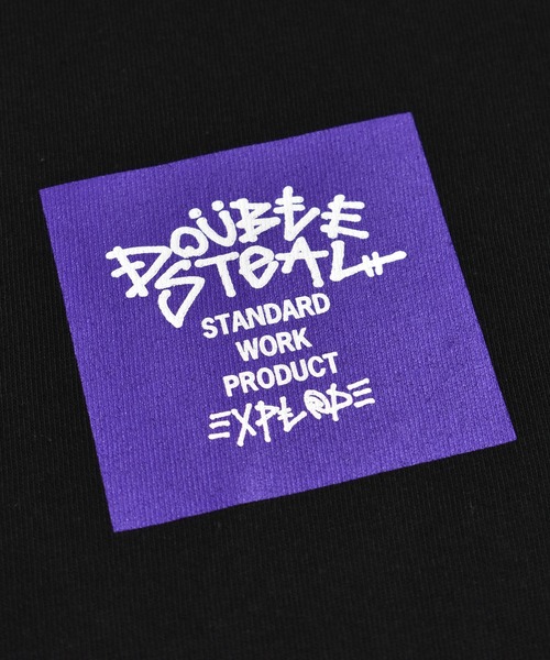 DOUBLE STEAL（ダブルスティール）の「Tagging Square Logo Tシャツ（Tシャツ/カットソー・メンズ・グレー/インディゴブルー/グリーン/ホワイト×ブラック/ブラック×ホワイト/ホワイト×パープル/ブラック×パープル・MEDIUM/LARGE/X-LARGE/XX-LARGE）」の5枚目の写真