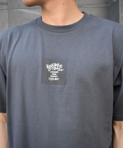 DOUBLE STEAL（ダブルスティール）の「Tagging Square Logo Tシャツ（Tシャツ/カットソー・メンズ・グレー/インディゴブルー/グリーン/ホワイト×ブラック/ブラック×ホワイト/ホワイト×パープル/ブラック×パープル・MEDIUM/LARGE/X-LARGE/XX-LARGE）」の7枚目の写真