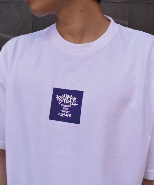 DOUBLE STEAL（ダブルスティール）の「Tagging Square Logo Tシャツ（Tシャツ/カットソー・メンズ・グレー/インディゴブルー/グリーン/ホワイト×ブラック/ブラック×ホワイト/ホワイト×パープル/ブラック×パープル・MEDIUM/LARGE/X-LARGE/XX-LARGE）」の10枚目の写真