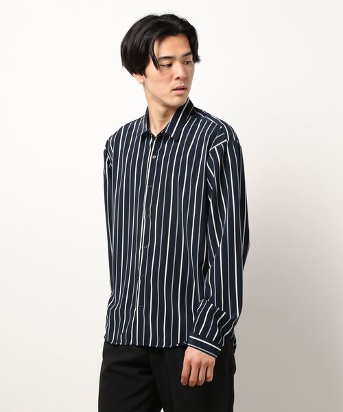 CERCA（チェルカ）の「GW/日本製ビッグシルエットストライプとろみ素材シャツ（シャツ/ブラウス・メンズ・ブルー系その他/ネイビー系1/ブラック系その他/ベージュ系その他/グリーン系その他/ホワイト系その他・MEDIUM/LARGE）」の12枚目の写真