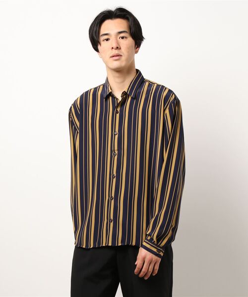 CERCA（チェルカ）の「GW/日本製ビッグシルエットストライプとろみ素材シャツ（シャツ/ブラウス・メンズ・ブルー系その他/ネイビー系1/ブラック系その他/ベージュ系その他/グリーン系その他/ホワイト系その他・MEDIUM/LARGE）」の11枚目の写真