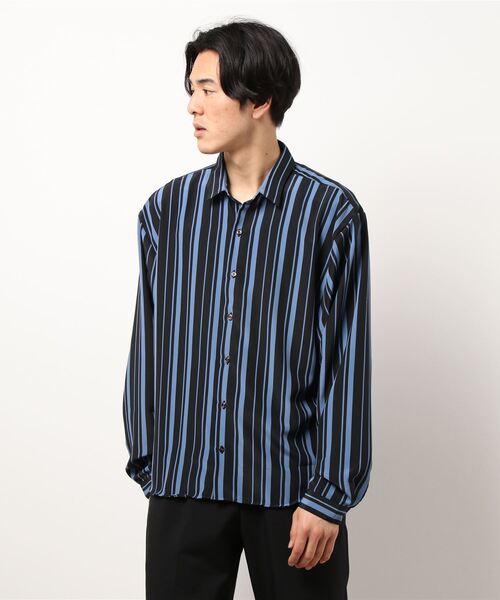 CERCA（チェルカ）の「GW/日本製ビッグシルエットストライプとろみ素材シャツ（シャツ/ブラウス・メンズ・ブルー系その他/ネイビー系1/ブラック系その他/ベージュ系その他/グリーン系その他/ホワイト系その他・MEDIUM/LARGE）」の9枚目の写真