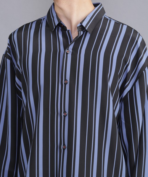 CERCA（チェルカ）の「GW/日本製ビッグシルエットストライプとろみ素材シャツ（シャツ/ブラウス・メンズ・ブルー系その他/ネイビー系1/ブラック系その他/ベージュ系その他/グリーン系その他/ホワイト系その他・MEDIUM/LARGE）」の15枚目の写真