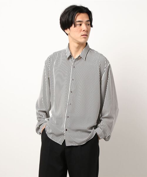CERCA（チェルカ）の「GW/日本製ビッグシルエットストライプとろみ素材シャツ（シャツ/ブラウス・メンズ・ブルー系その他/ネイビー系1/ブラック系その他/ベージュ系その他/グリーン系その他/ホワイト系その他・MEDIUM/LARGE）」の18枚目の写真