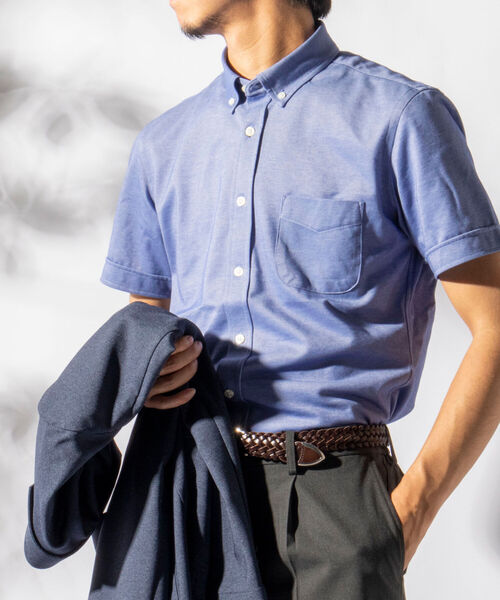 NOLLEY'S goodman（ノーリーズグッドマン）の「DRY MASTER ボタンダウン 半袖シャツ (※クールビズ、テレワークなどに最適！)（シャツ/ブラウス・メンズ・ホワイト/ネイビー/ブルー/ホワイト×グリーン/ホワイト系その他/ブルー系その他・MEDIUM/LARGE/XX-LARGE/X-LARGE/SMALL）」の5枚目の写真