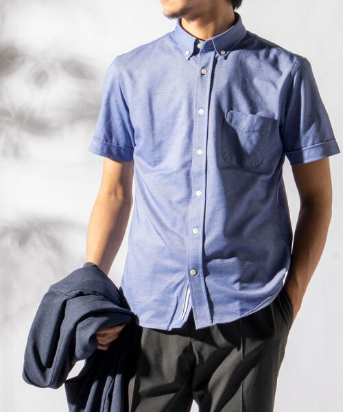 NOLLEY'S goodman（ノーリーズグッドマン）の「DRY MASTER ボタンダウン 半袖シャツ (※クールビズ、テレワークなどに最適！)（シャツ/ブラウス・メンズ・ホワイト/ネイビー/ブルー/ホワイト×グリーン/ホワイト系その他/ブルー系その他・MEDIUM/LARGE/XX-LARGE/X-LARGE/SMALL）」の21枚目の写真