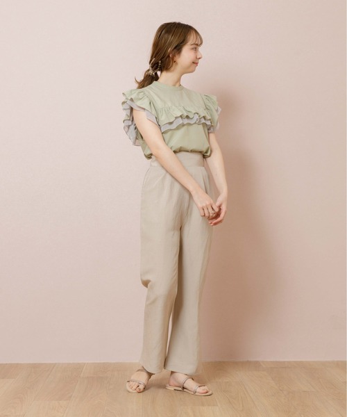 flower（フラワー）の「ブリージーフレアパンツ（その他パンツ・レディース・ベージュ/グリーン・FREE）」の12枚目の写真