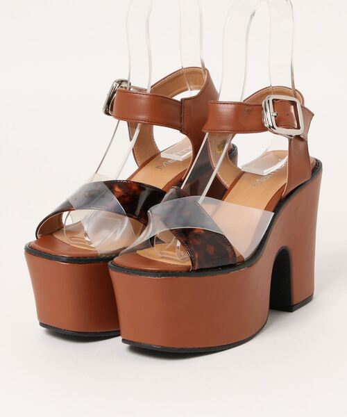 SUNNY ROOM（サニールーム）の「【超厚底】クリアクロスベルト　チャンキーヒールサンダル　295（サンダル・レディース・ブラウン/ブラック/シルバー・M/L/S/LL）」の3枚目の写真