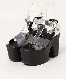 SUNNY ROOM | 【超厚底】クリアクロスベルト　チャンキーヒールサンダル　295(サンダル)