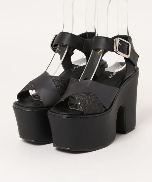 SUNNY ROOM（サニールーム）の「【超厚底】クリアクロスベルト　チャンキーヒールサンダル　295（サンダル・レディース・ブラウン/ブラック/シルバー・M/L/S/LL）」の2枚目の写真