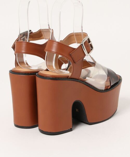 SUNNY ROOM（サニールーム）の「【超厚底】クリアクロスベルト　チャンキーヒールサンダル　295（サンダル・レディース・ブラウン/ブラック/シルバー・M/L/S/LL）」の4枚目の写真