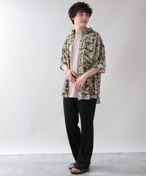 RAGEBLUE（レイジブルー）の「ビンテージ総柄シャツ/942214（シャツ/ブラウス・メンズ・ホワイト/ブラック/ベージュ・MEDIUM/LARGE）」の4枚目の写真