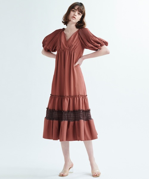 セール ボリュームスリーブカシュクールワンピース ワンピース Lanvin En Bleu ランバンオンブルー のファッション En