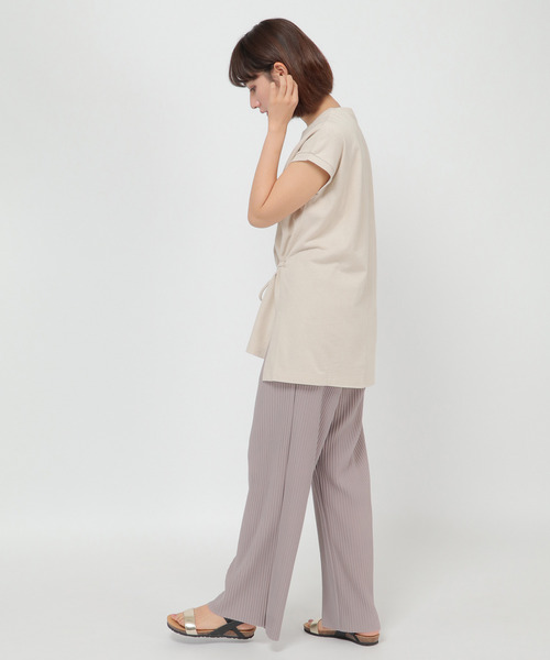 LBC(エルビーシー)の「コットンリネンフレンチスリーブTee(Tシャツ/カットソー・レディース・チャコールグレー/ベージュ/レンガ・M)」の6枚目の写真