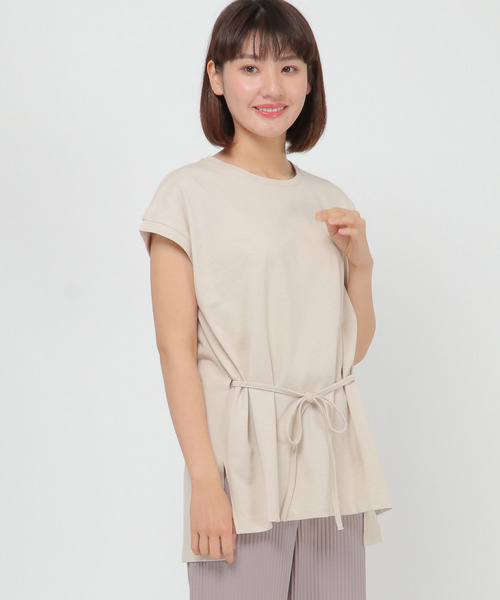 LBC(エルビーシー)の「コットンリネンフレンチスリーブTee(Tシャツ/カットソー・レディース・チャコールグレー/ベージュ/レンガ・M)」の17枚目の写真