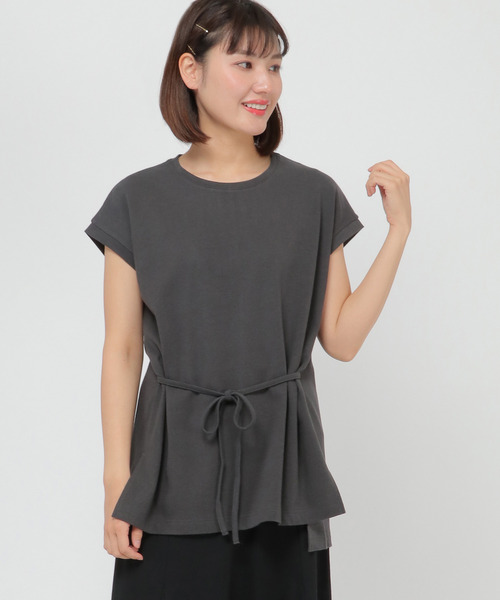 LBC(エルビーシー)の「コットンリネンフレンチスリーブTee(Tシャツ/カットソー・レディース・チャコールグレー/ベージュ/レンガ・M)」の18枚目の写真
