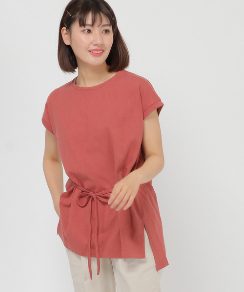LBC(エルビーシー)の「コットンリネンフレンチスリーブTee(Tシャツ/カットソー・レディース・チャコールグレー/ベージュ/レンガ・M)」の19枚目の写真